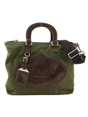 Prada 2-Way Shoulder Nylon Khaki Handbag